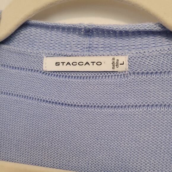 Staccato Open Front Cardigan Light Blue Knit Size L Lightweight Layering - Picture 2 of 6